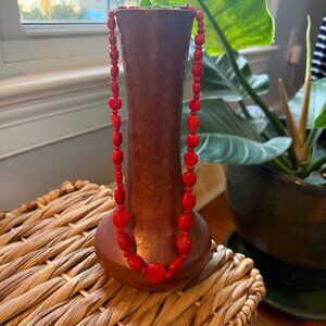 Red Coral Beaded Statement Necklace